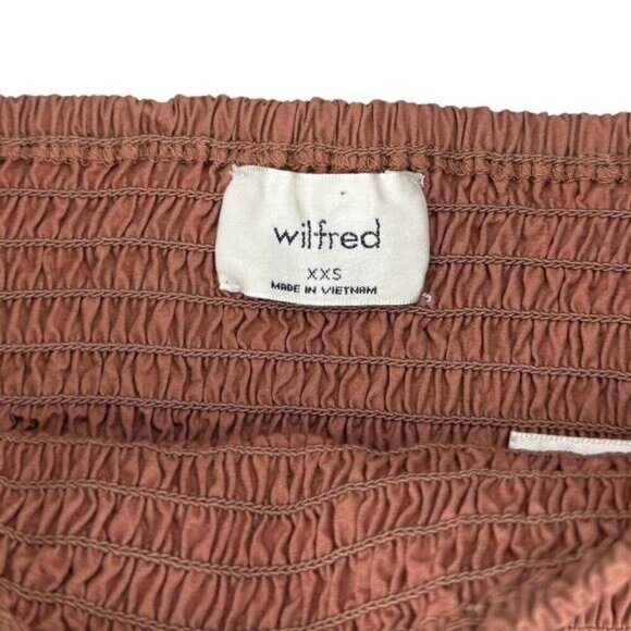 Aritzia Wilfred Inaya Smocked Blouse Size XXS Copper Pink - Picture 3 of 5